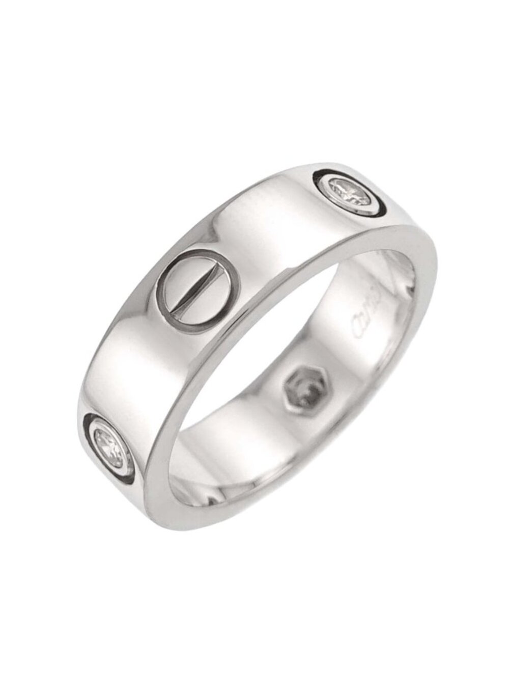 Cartier Love 52 Ring Half Diamond 18k White Gold 750